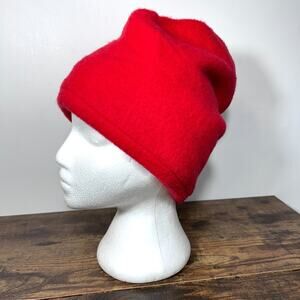 VTG Turtle Fur Fleece Beanie One Size Solid Red USA 90s Y2K